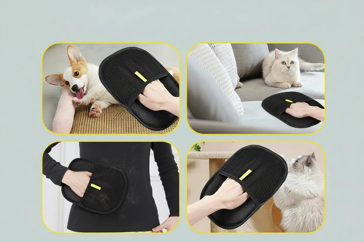 Gants Brosse Anti-Poils pour Animaux -Elimination des Poils pour Chiens et Chats